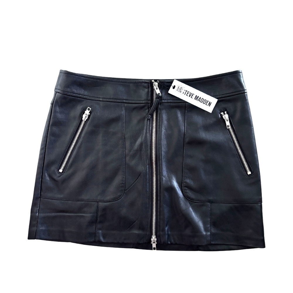 Steve Madden Black Leather Mini Skirt
